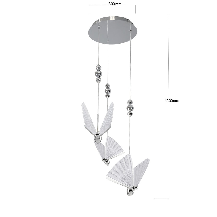 Lampa sufitowa wisząca Light Prestige Mariposa chrom LED CCT 3000, 4000, 6000 (regulowana) 1 szt.