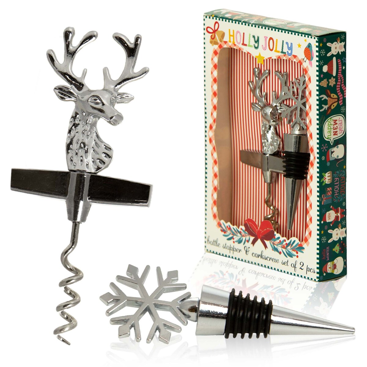 Korkociąg Do Wina Korek Świąteczny Renifer Otwieracz Metalowy Zestaw