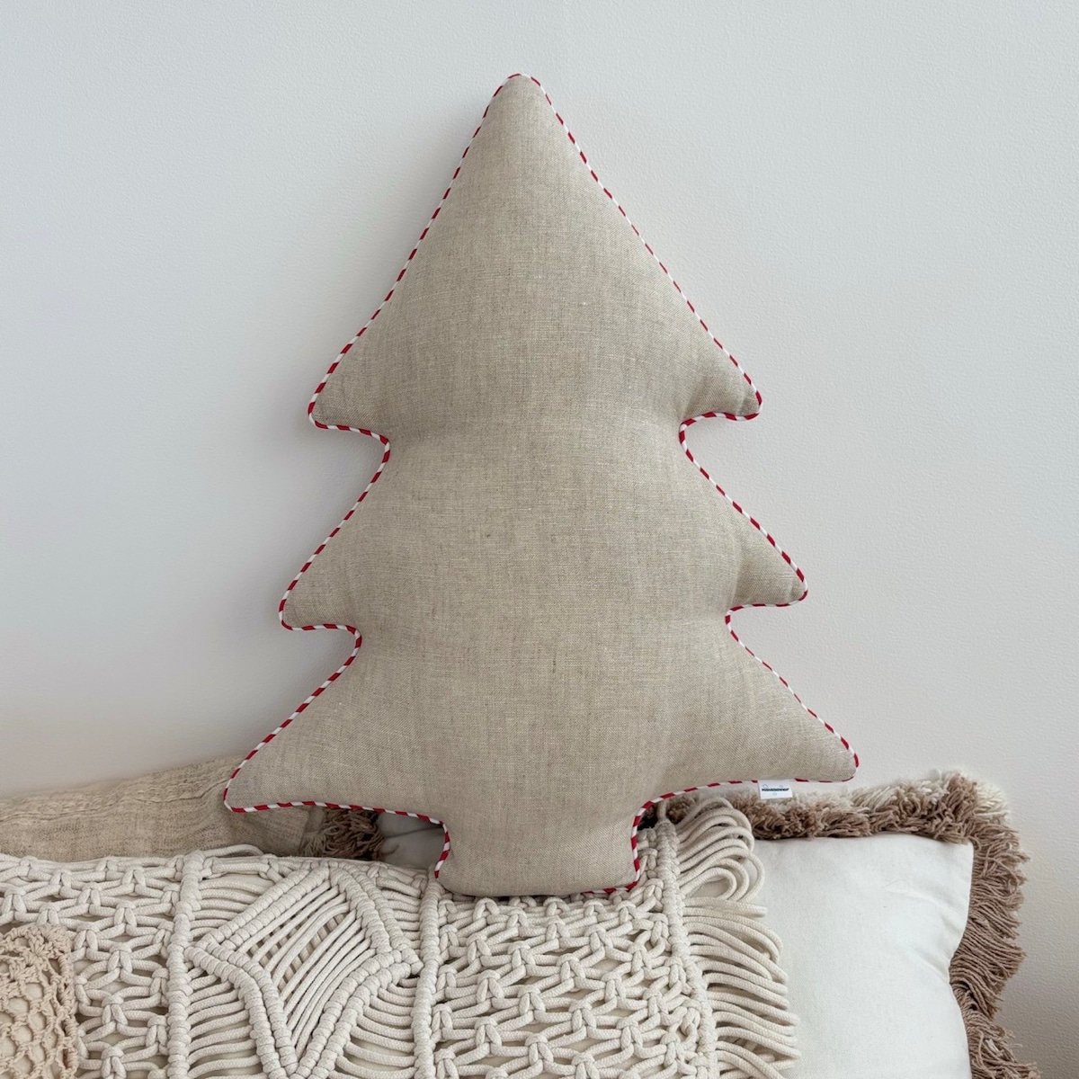 Poduszka Choinka len z wstawką dwukolorową