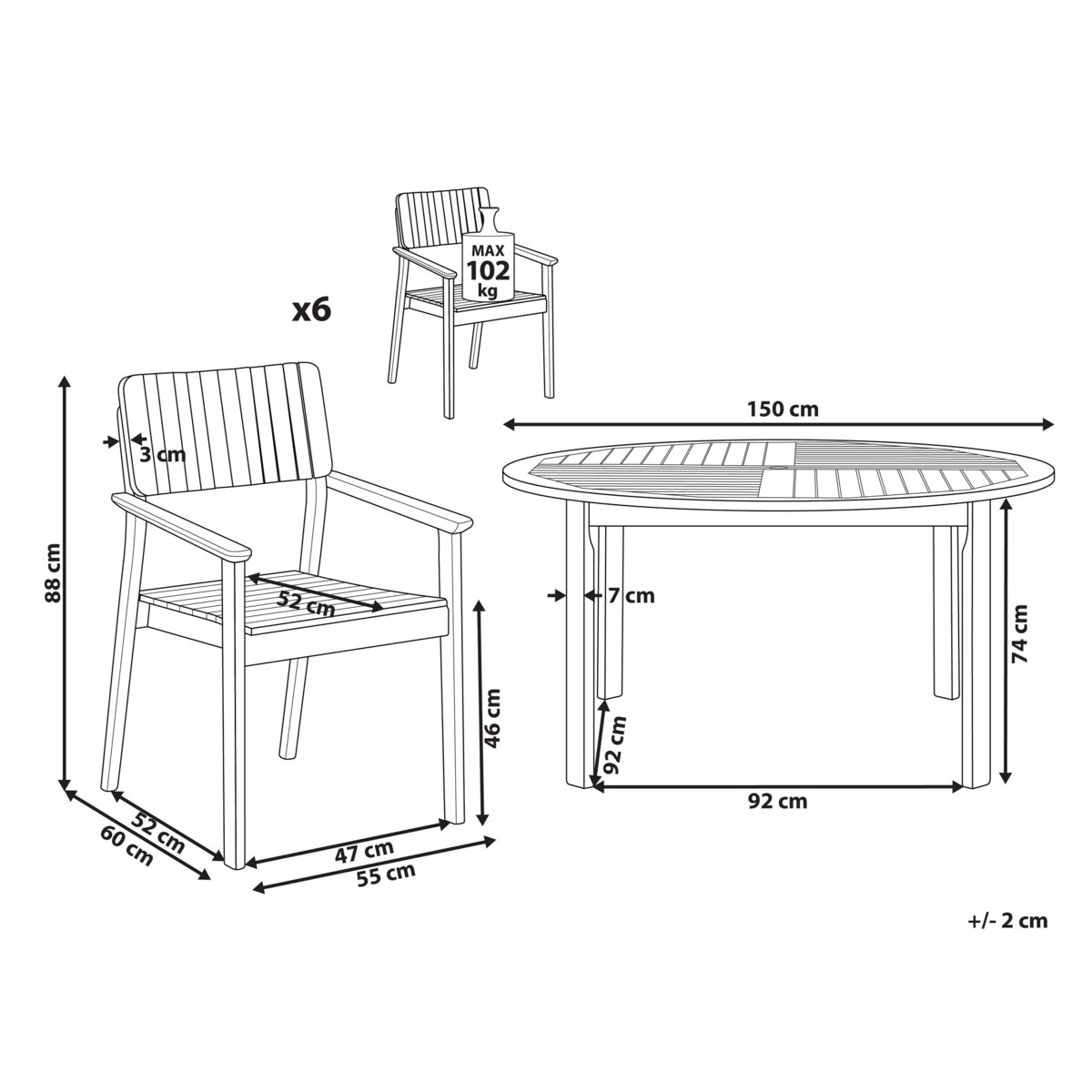 Zestaw ogrodowy dla 6 osób AGELLO Drewno akacjowe Brązowy