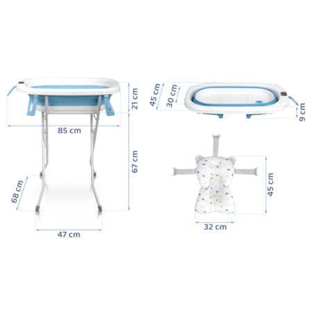 Wanienka składana dla dziecka niemowląt Ricokids termometr LCD poduszka + stojak