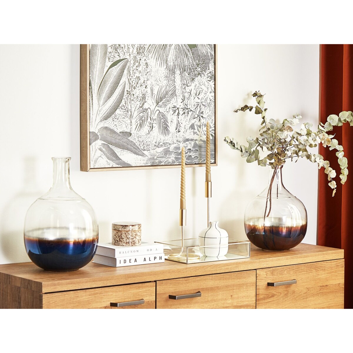 Wazon na kwiaty szklany 40 cm opalizujący wielokolorowy RAZALA