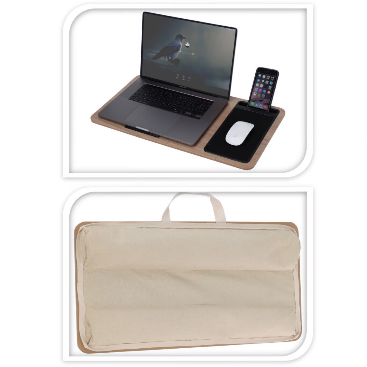 Stolik pod laptopa z poduszką i miejscem na mysz CALM, 57,5 x 30,5 x 4 cm