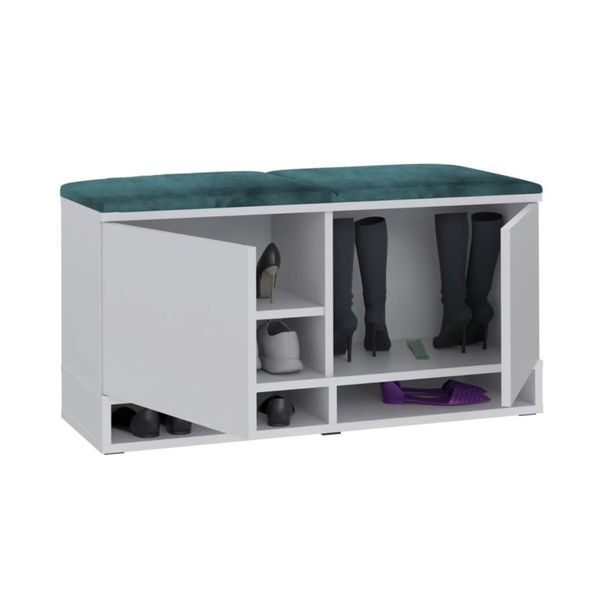 Szafka na buty z siedziskiem DUBAI biała/zielona