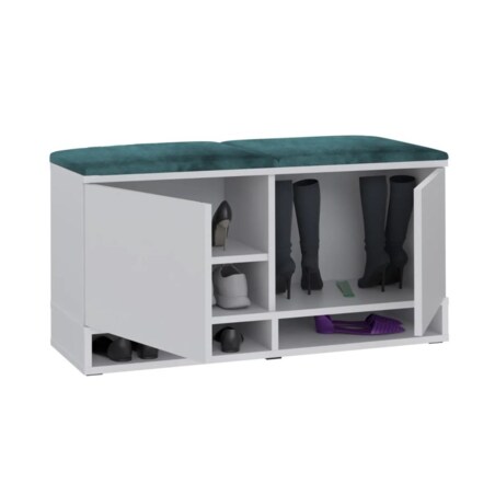 Szafka na buty z siedziskiem DUBAI biała/zielona