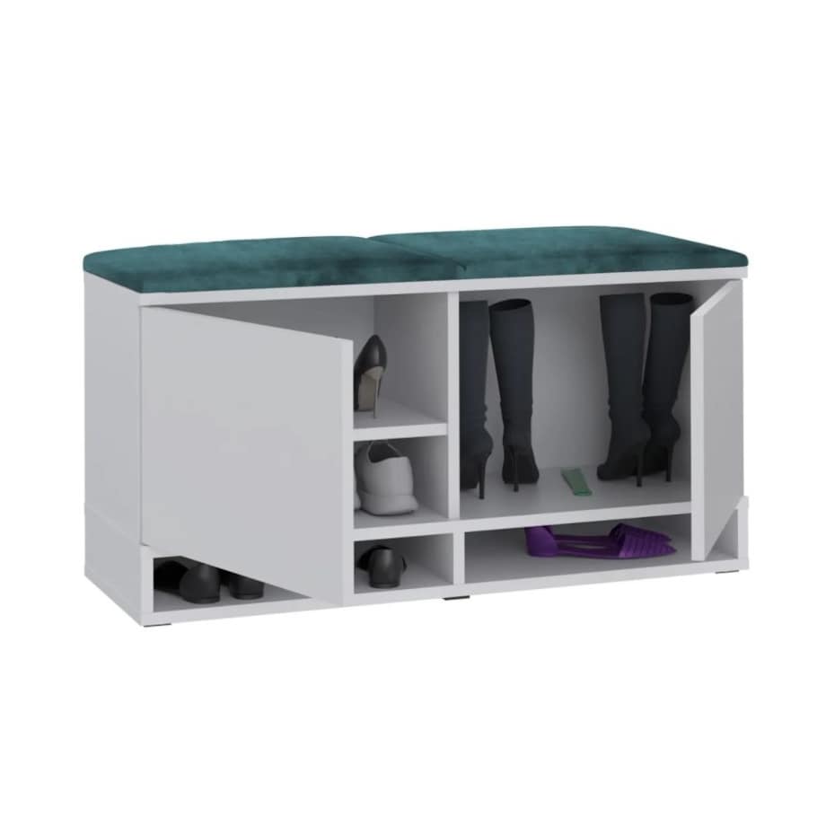 Szafka na buty z siedziskiem DUBAI biała/zielona