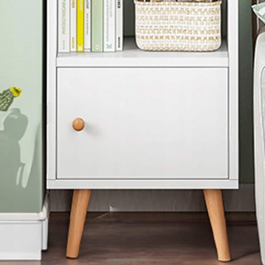 Regał stojący biały na książki półki wysoki skandynawski słupek szafa