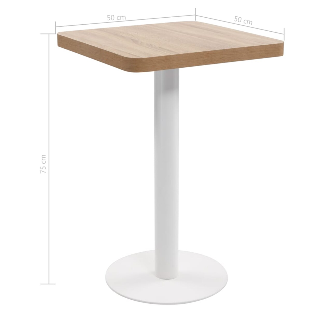 vidaXL Stolik bistro, jasnobrązowy, 50x50 cm, MDF