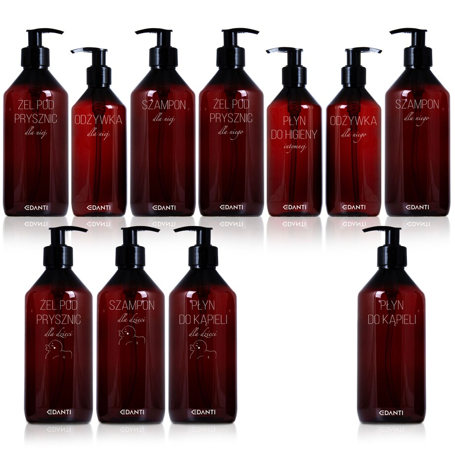 11X Dozownik Z Pompką Butelka Do Szamponu Żelu Pod Prysznic Zestaw Rodzinny 2+1 Do Łazienki