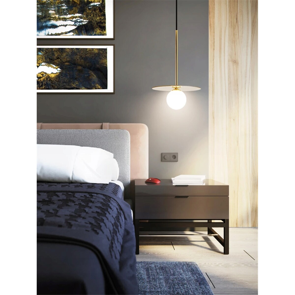 Lampa Wisząca Nowoczesna Złota Biały Szklany Klosz