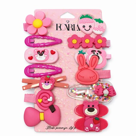 Zestaw pakiet 14w1 spinek wsuwek do włosów, kwiatki, lato róż SP448