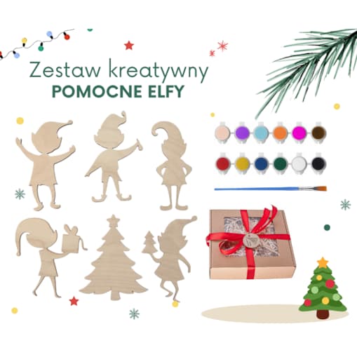 Zestaw kreatywny POMOCNE ELFY ozdobne pudełko PREZENT świąteczny