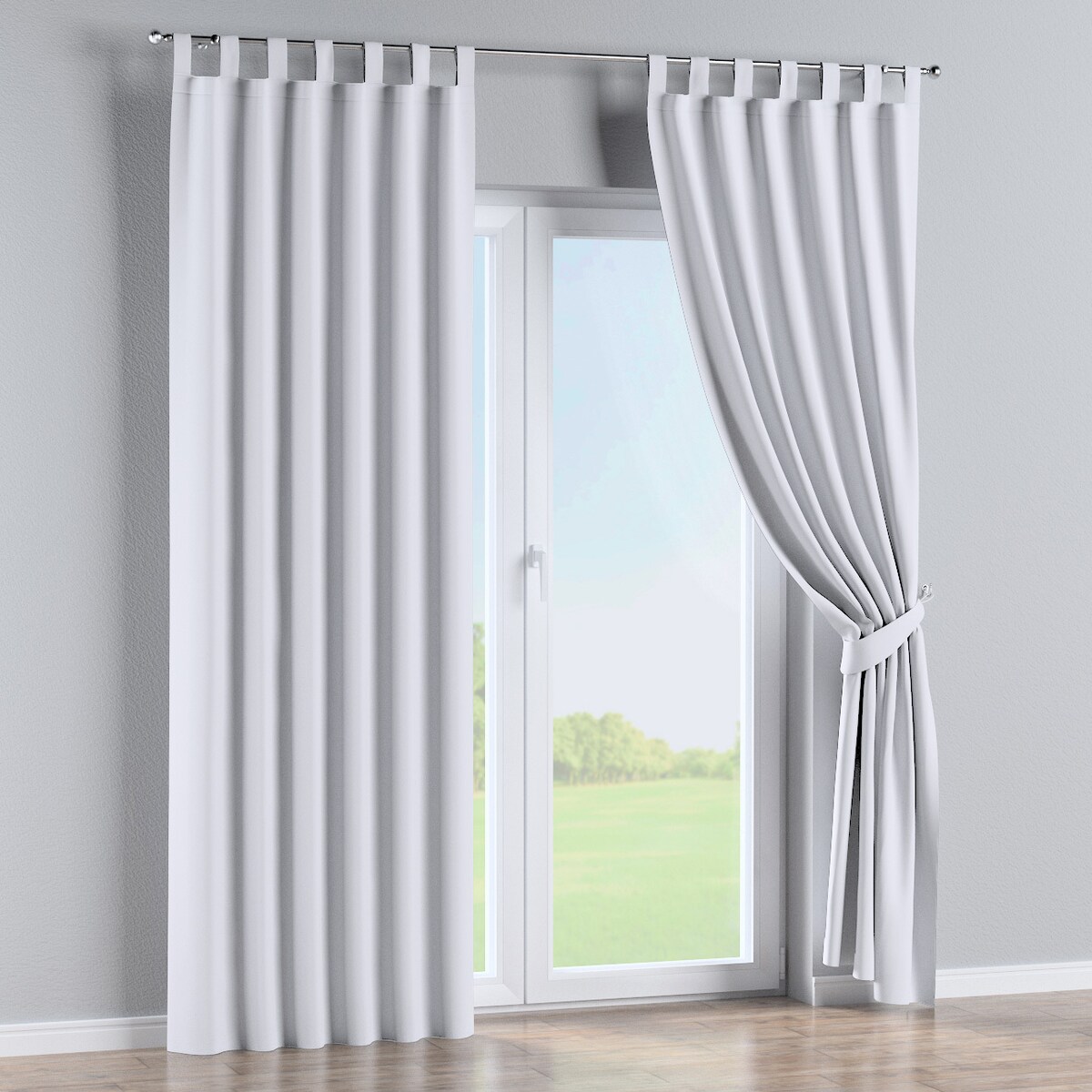 Zasłona na szelkach 1 szt. 130x245 stalowa biel