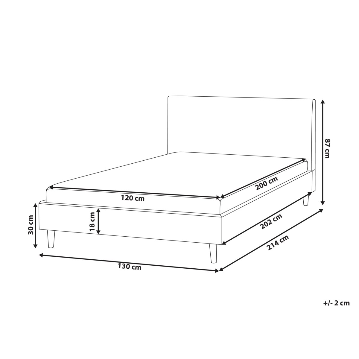 Łóżko FITOU 120 x 200 cm Czarny