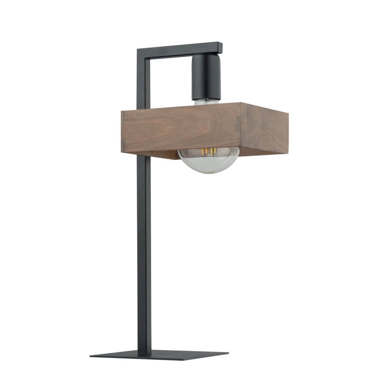 Lampka nocna hygge Robin 50251 z drewnianym kloszem czarna