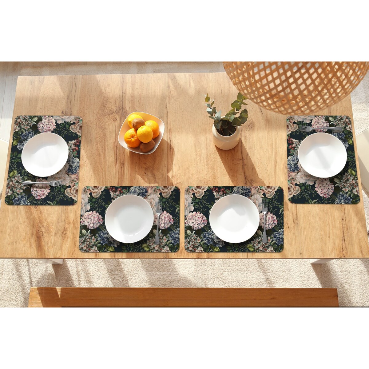 Komplet mat pod talerz Retro kwiaty, 6 szt. 45x30cm