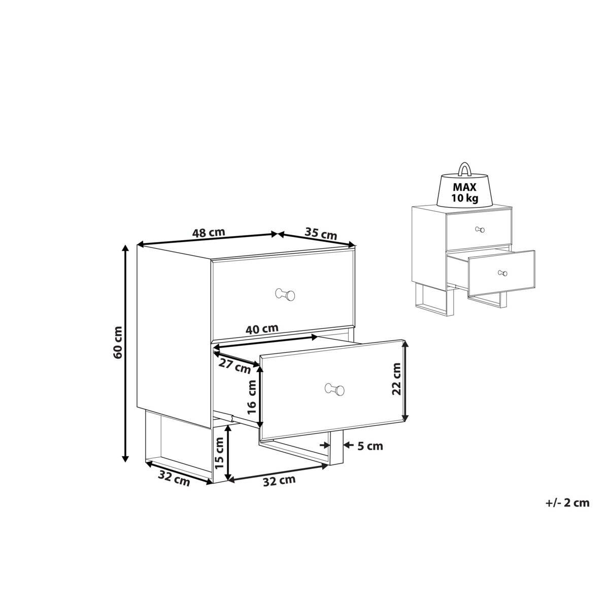 Szafka nocna lustrzana srebrna NESLE