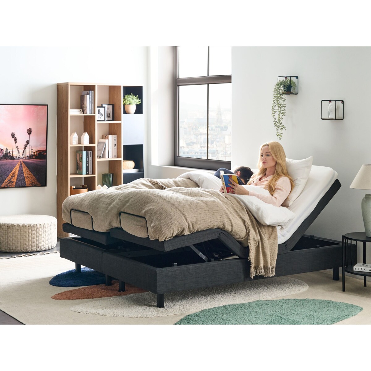 Łóżko regulowane bez zagłówka DUKE 160 x 200 cm Ciemnoszary