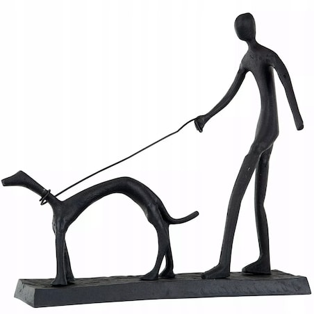 FIGURKA PIES CZARNA do salonu metalowa loftowa dekoracja ozdoba 34cm