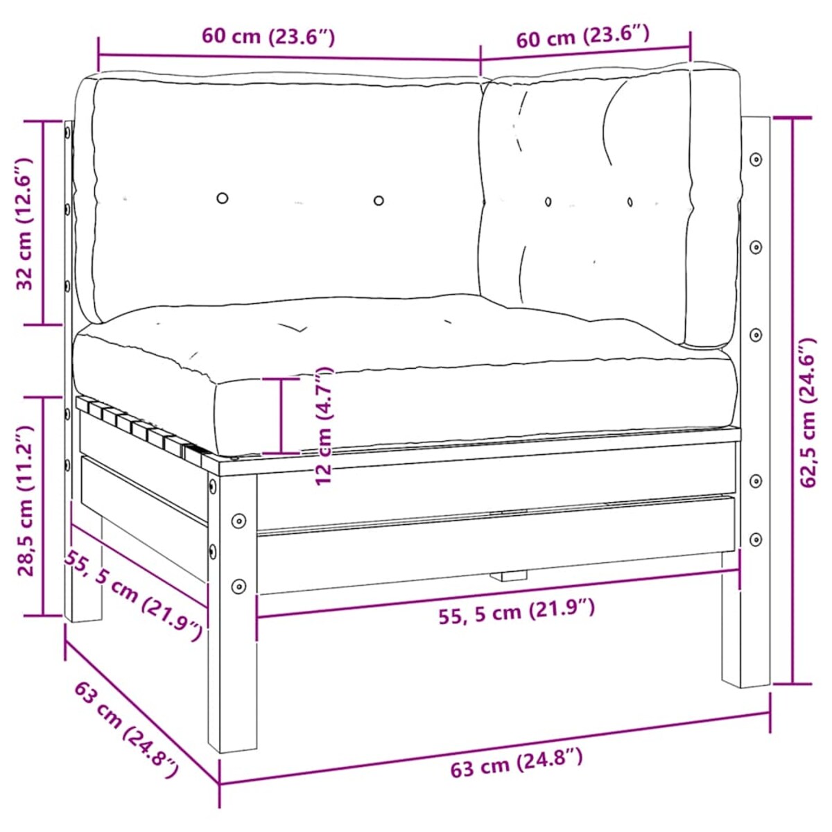 vidaXL 3-cz. zestaw wypoczynkowy do ogrodu, kremowe poduszki, sosnowy