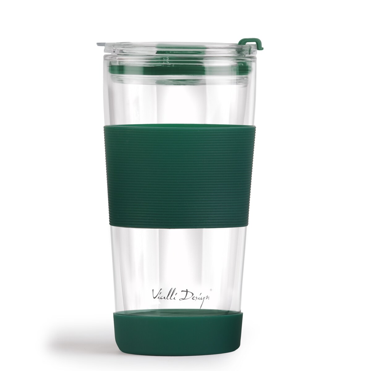 Kubek termiczny szklany ze słomką 600 ml zielony Fuori 30398