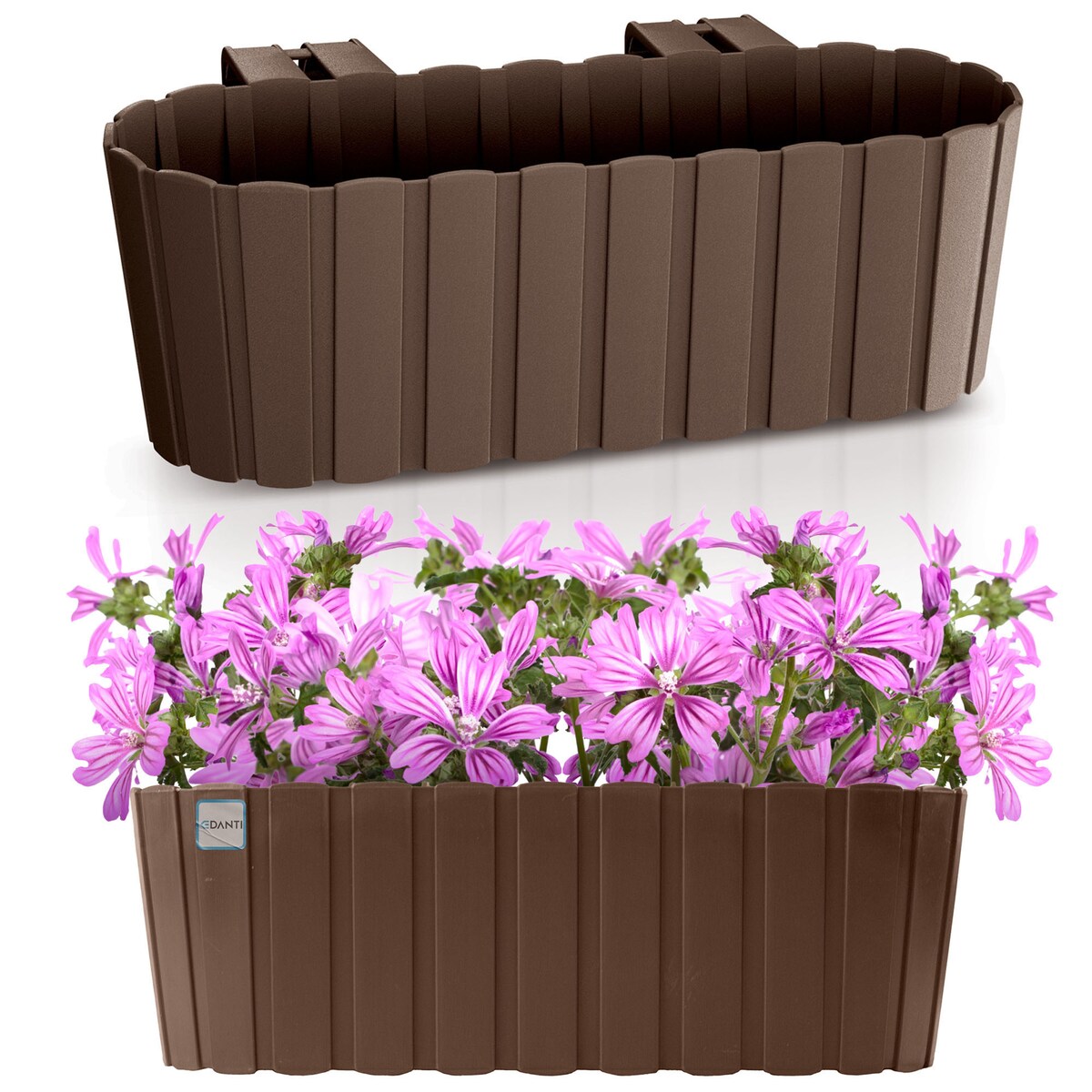 Skrzynka Balkonowa Donica Ogrodowa 38,3 Cm Do Powieszenia Brązowa
