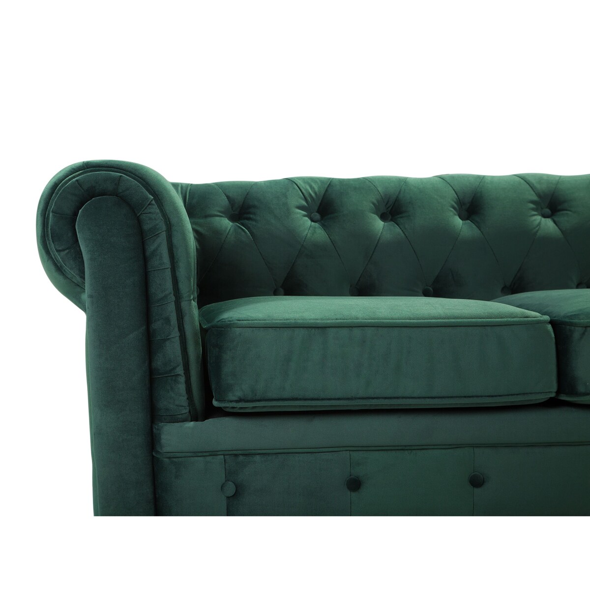 Sofa 3-osobowa welurowa zielona CHESTERFIELD