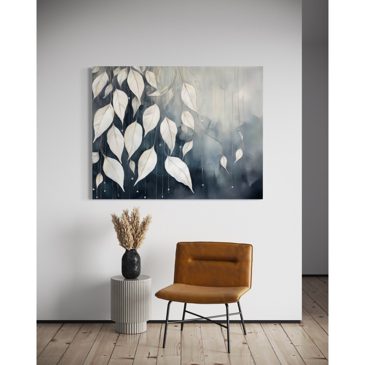 Feeby Obraz na płótnie, Szare Liście Abstrakcja 120x80