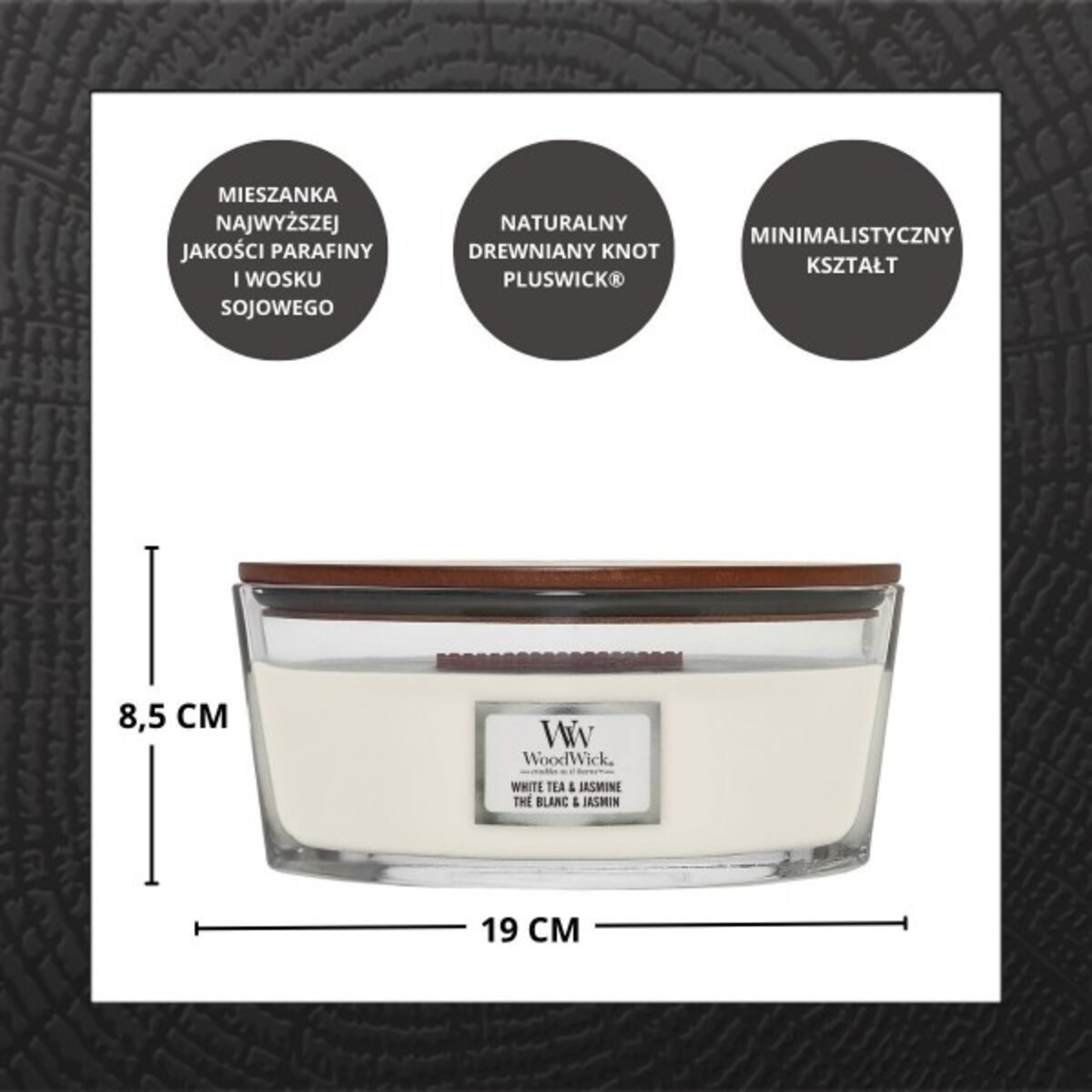 WoodWick świeca Elipsa WHITE TEA & JASMINE