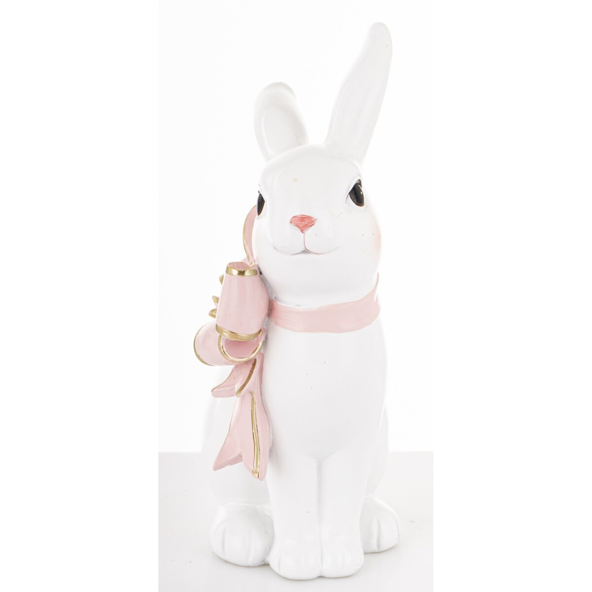 Dekoracja - królik 26x17x11 cm BUNNY-4 z różową kokardką