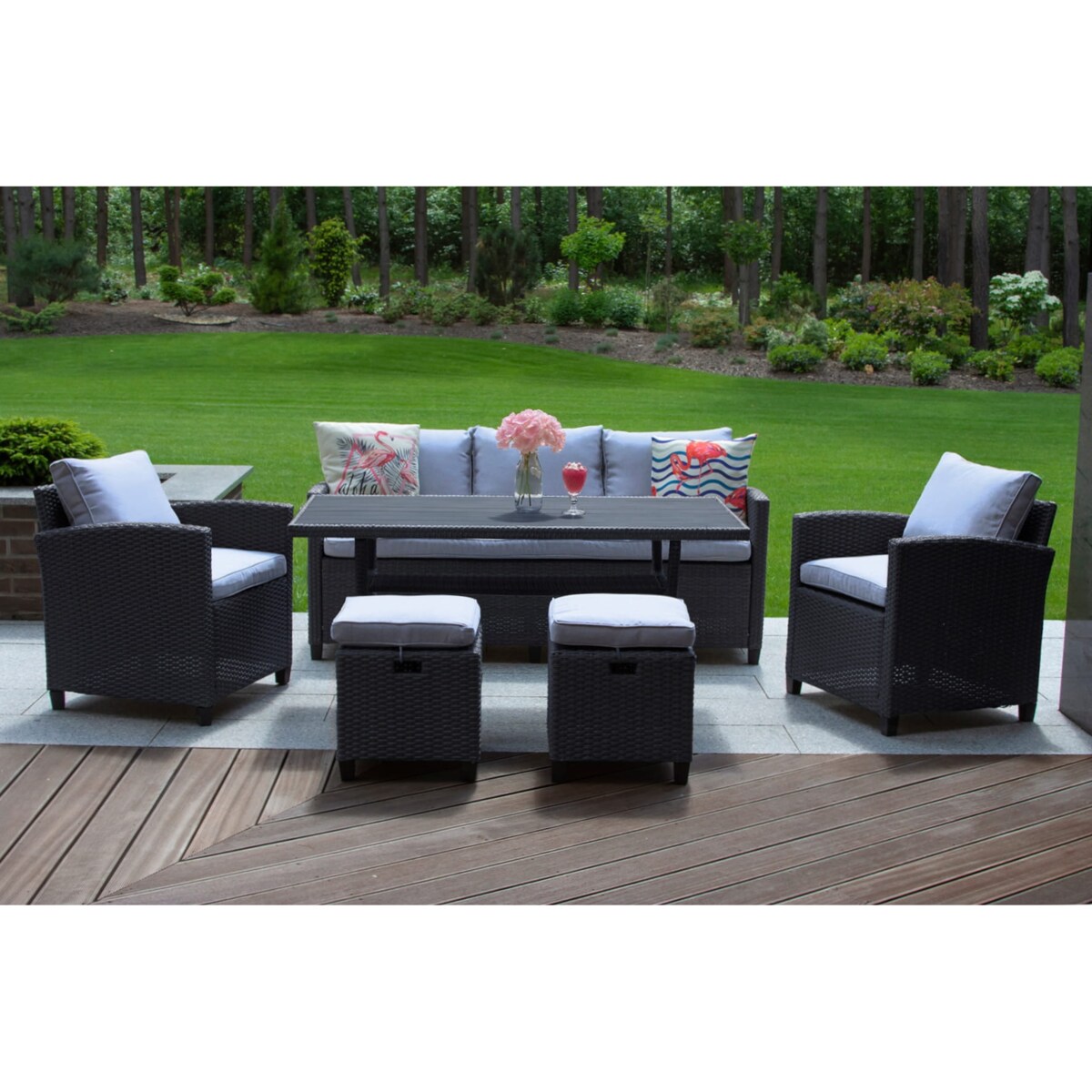 Zestaw Mebli Ogrodowych Technorattan Stół Sofa Fotel Komplet Wypoczynkowy Milano