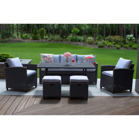 Zestaw Mebli Ogrodowych Technorattan Stół Sofa Fotel Komplet Wypoczynkowy Milano