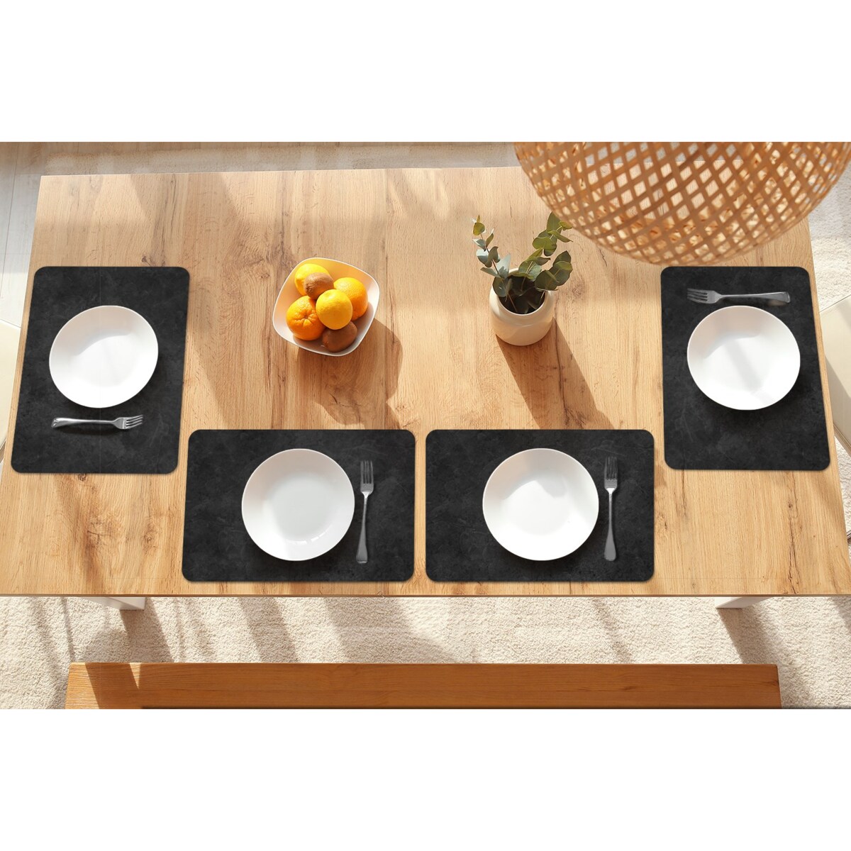 Komplet mat pod talerz Czarny kamień, 6 szt. 45x30cm