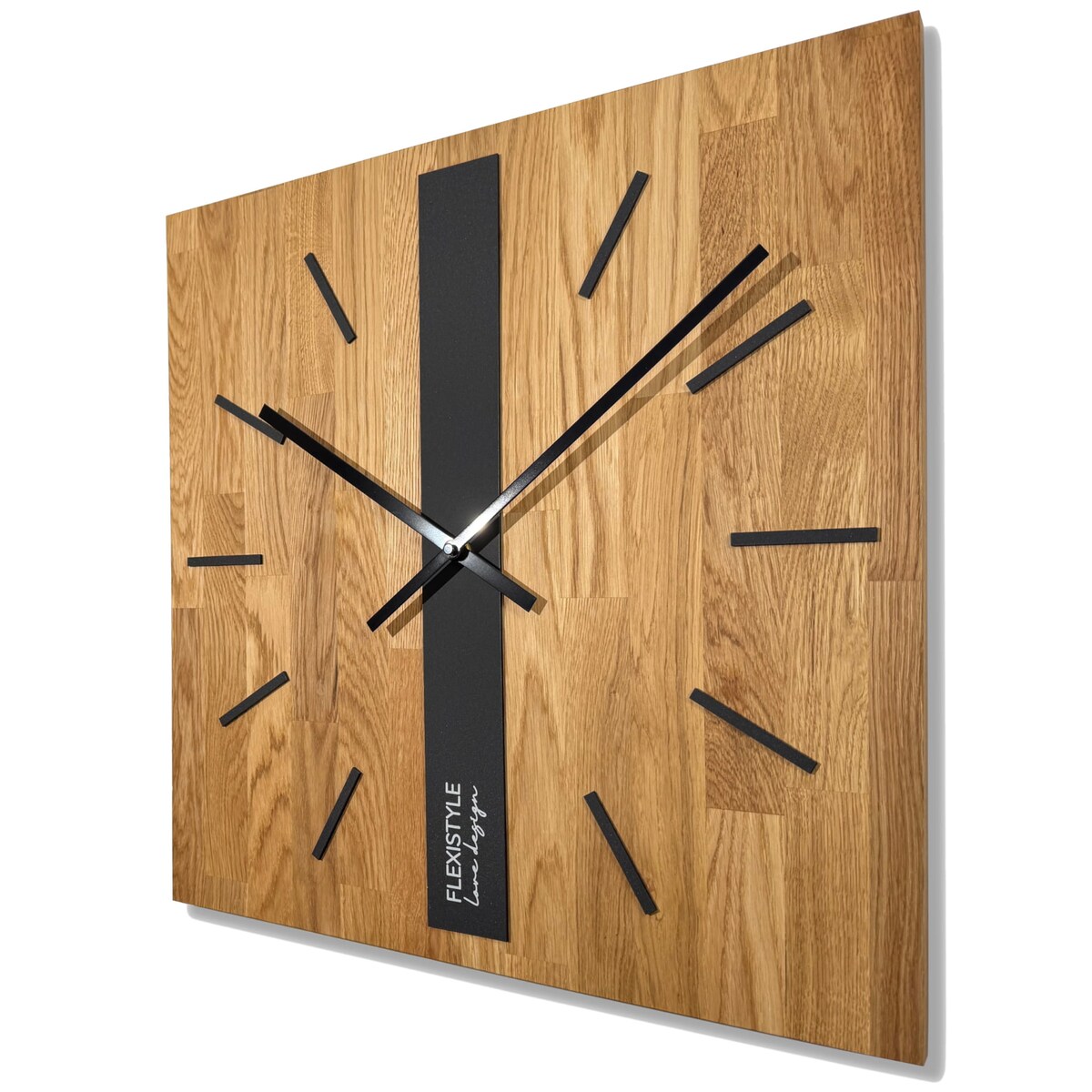 Drewniany zegar na ścianę Dąb Klasyk 50cm czarny SQ