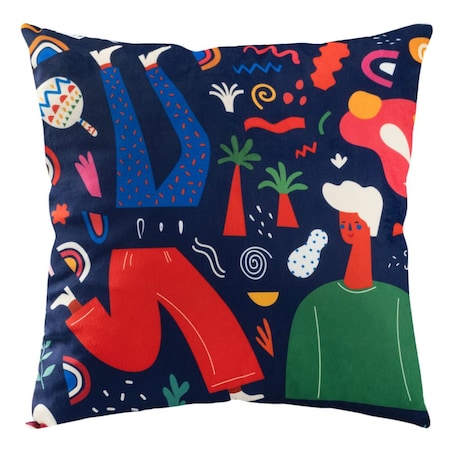 Poszewka dekoracyjna 43x43 granatowa, wzorzysta