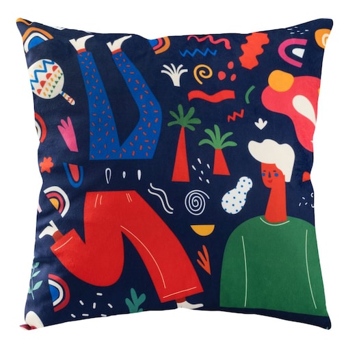 Poszewka dekoracyjna 43x43 granatowa, wzorzysta