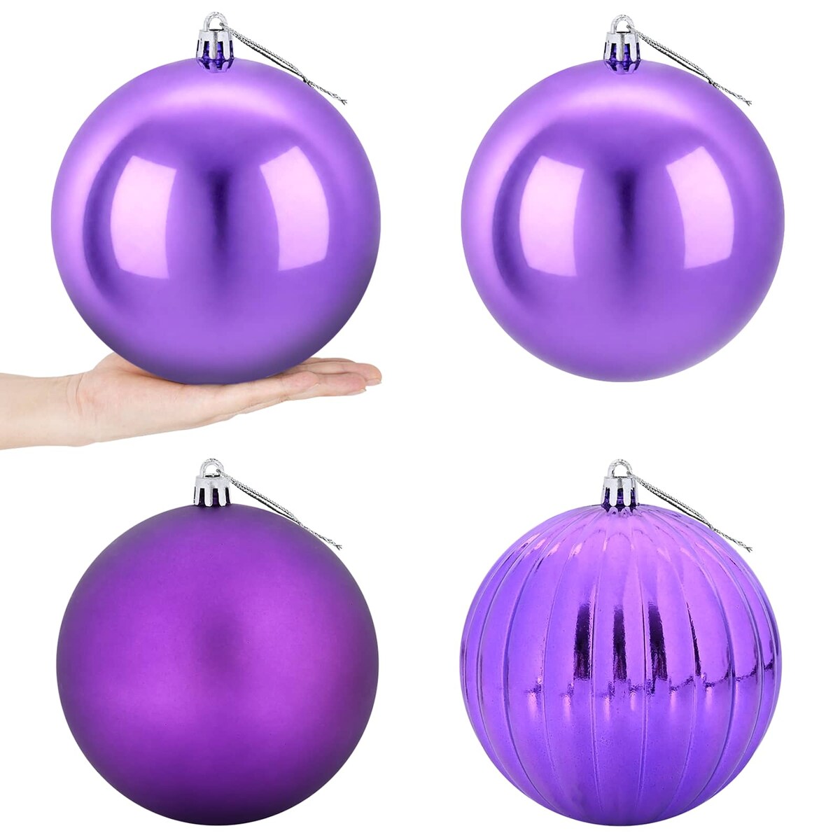 vidaXL Zestaw bombek choinkowych XXL 4 szt. Liliowy śr. 20 cm