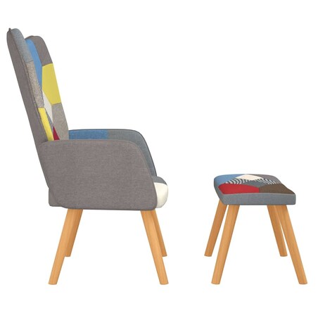 vidaXL Fotel z podnóżkiem, patchwork, obity tkaniną