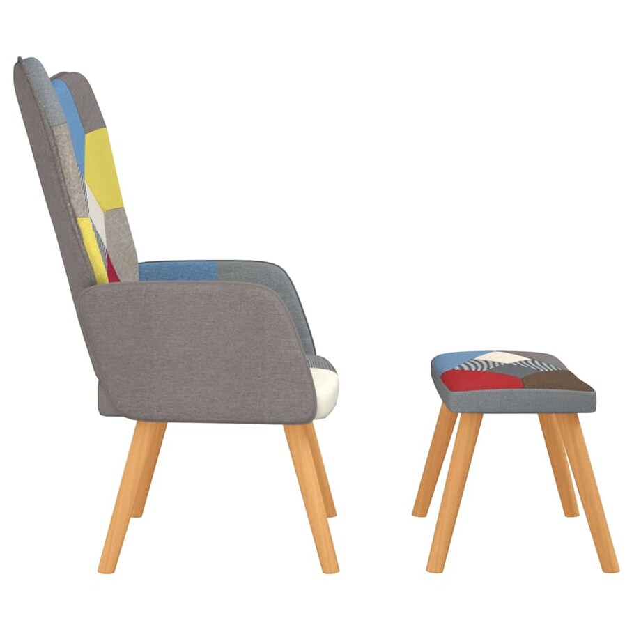 vidaXL Fotel z podnóżkiem, patchwork, obity tkaniną