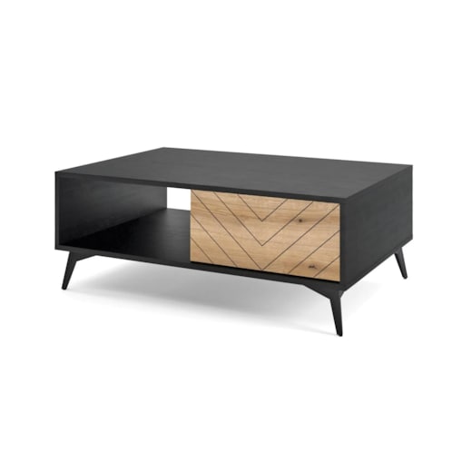 Stolik kawowy GALAXY 104x68 czarny/dąb evoke z szufladami