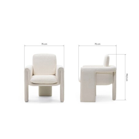 Krzesło tapicerowane CAMPINO białe 94,5x75x75 cm