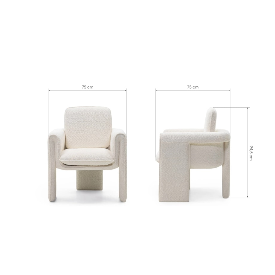 Krzesło tapicerowane CAMPINO białe 94,5x75x75 cm