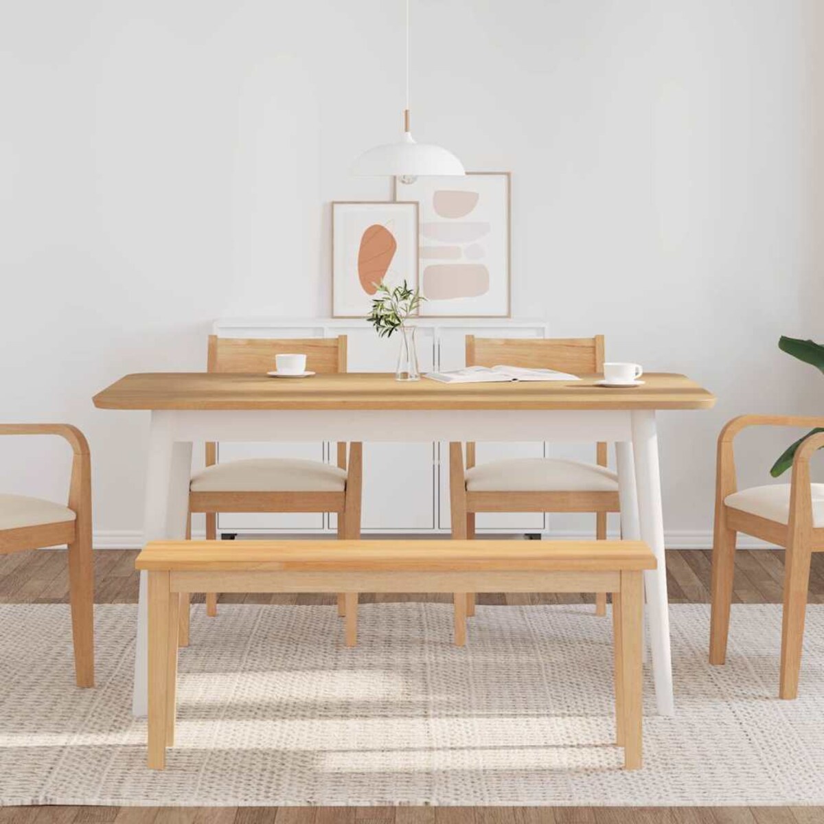 vidaXL Ławka 110 cm Drewno lite Guma