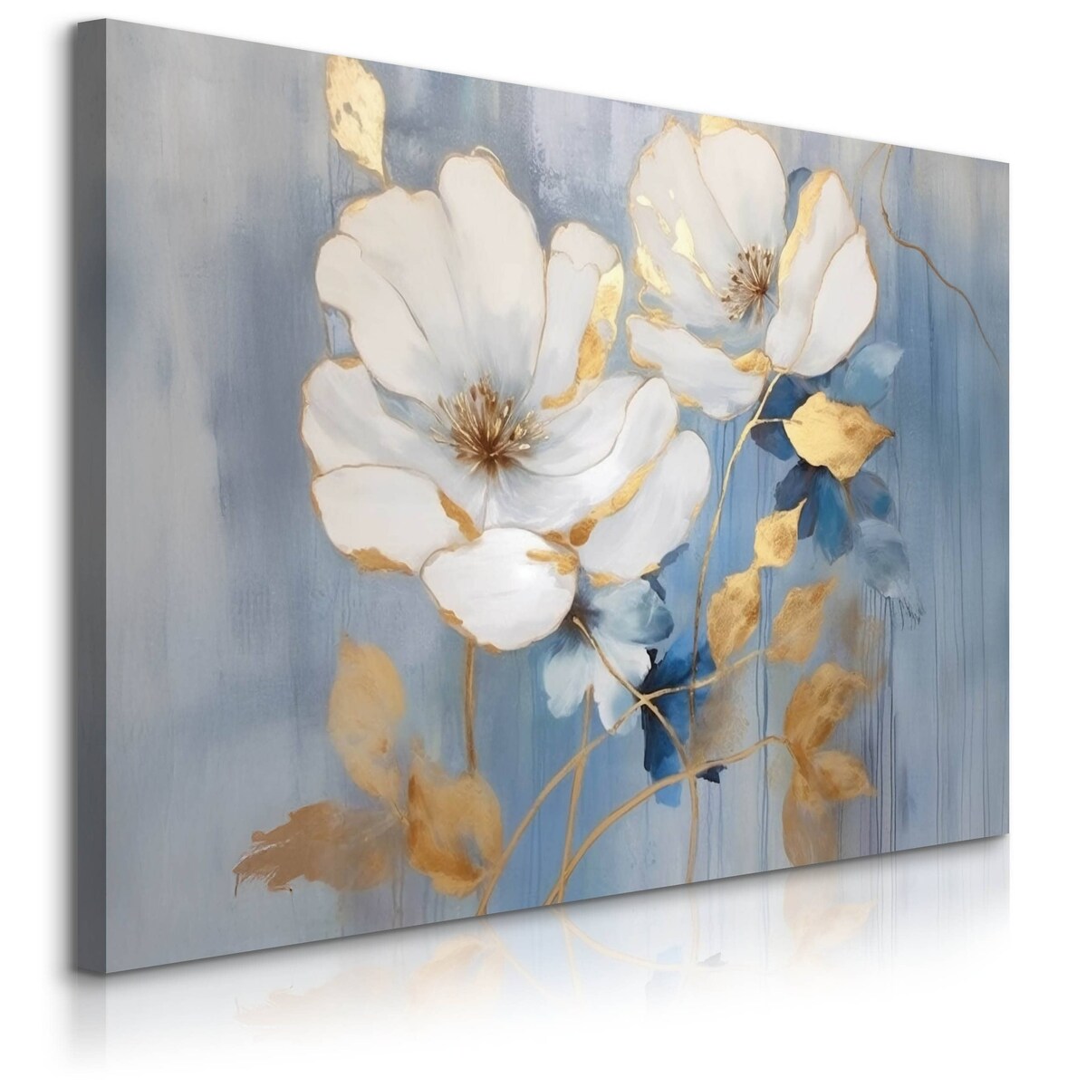 Obraz Canvas Do Salonu Białe Kwiaty Natura Styl Glamour Akwarele 70x50cm