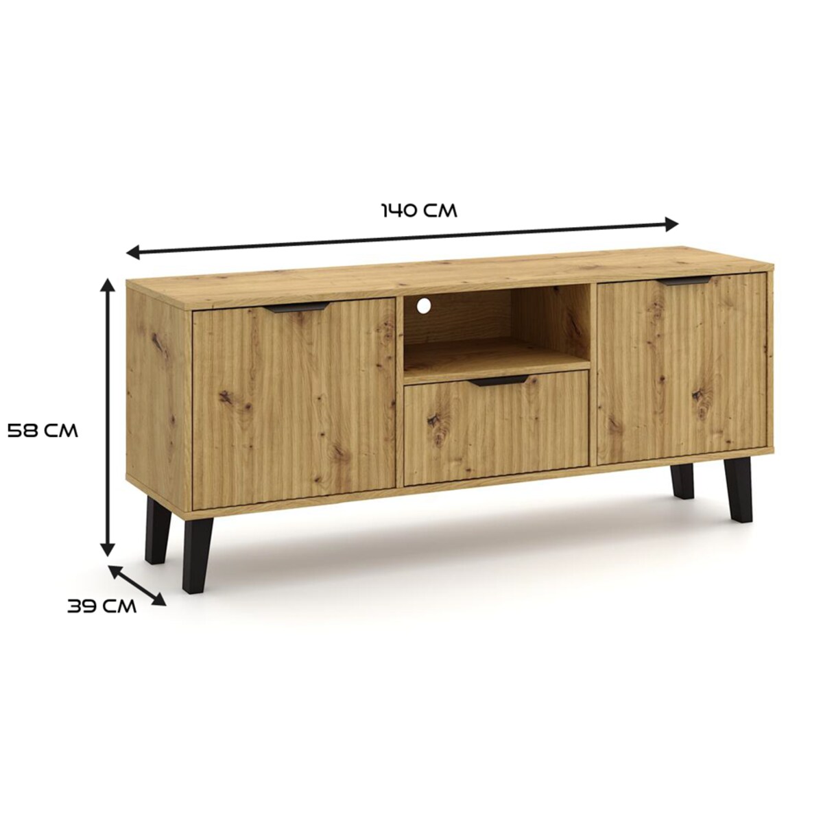 SZAFKA RTV Scandi 2D1S SLIM DĄB ARTISAN