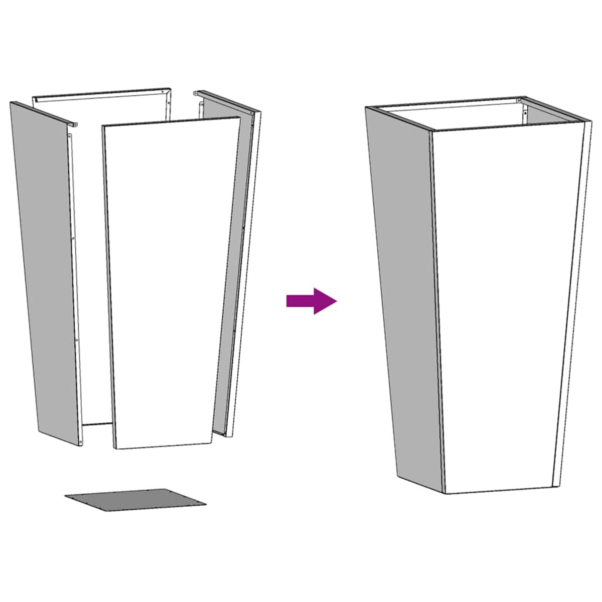 vidaXL Donica ogrodowa, 35x35x75 cm, stal galwanizowana