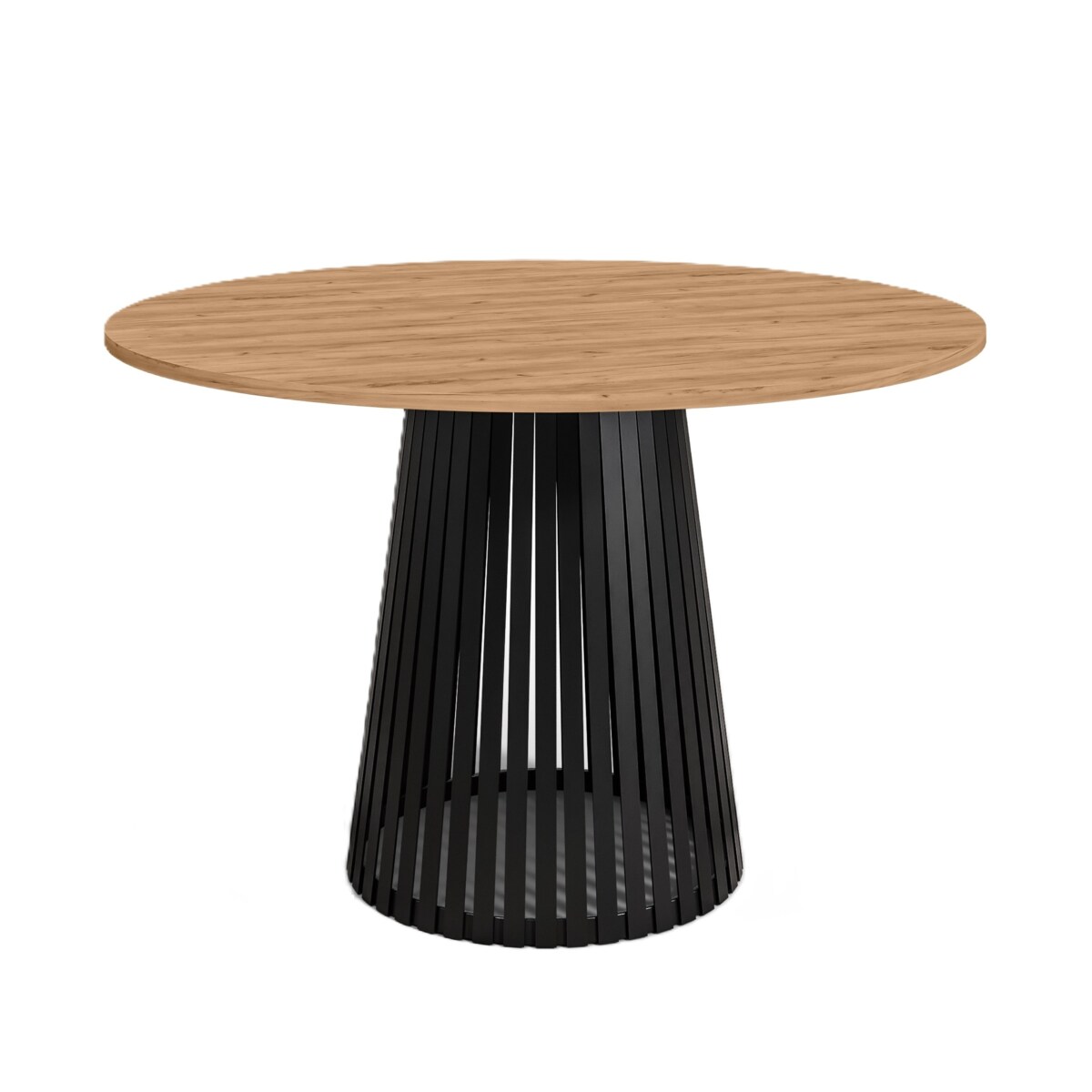 Stół okrągły VIV z lamelami do jadalni , salonu, blat 110cm-dąb craft złoty