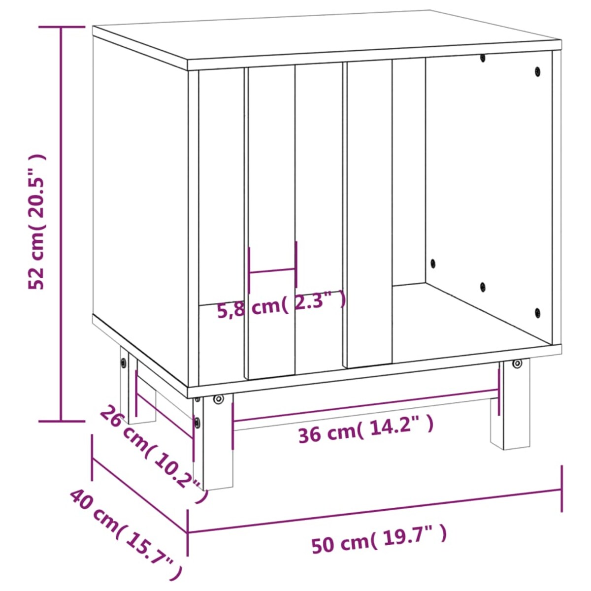 vidaXL Domek dla psa, czarny, 50x40x52 cm, lite drewno sosnowe