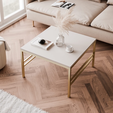 Stolik kawowy KASZMIROWY blat, ZŁOTY stelaż 60cm FORMA