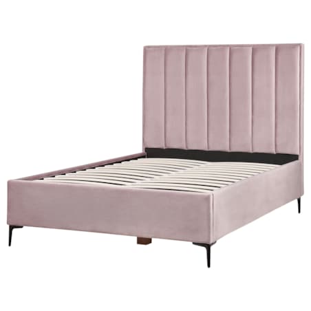 Zestaw mebli do sypialni welurowy 140 x 200 cm różowy SEZANNE